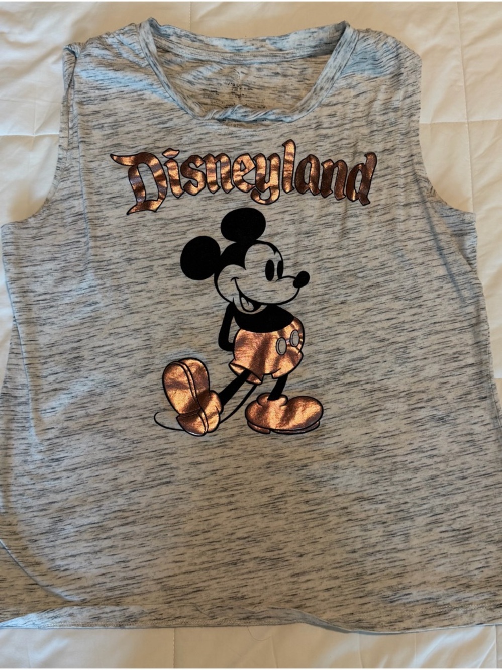 Disney Gray Tank Top with Metallic Rose Gold Mickey
